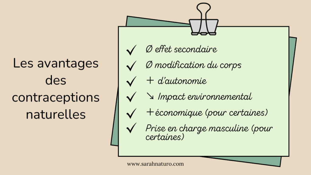 Tableau résumant les principaux avantages des méthodes de régulation naturelle des naissances